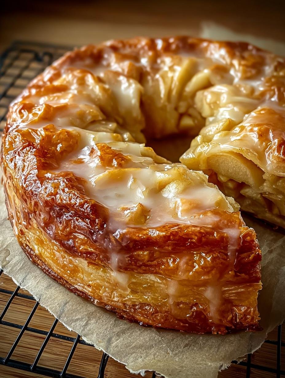Plakjes Wisconsin Apple Kringle geserveerd op een schaal met een kopje koffie, ideaal voor brunch