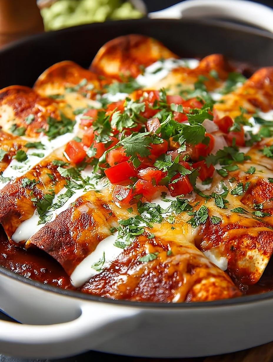 Heerlijke Black Bean Enchiladas vers uit de oven, rijk gevuld en bedekt met saus