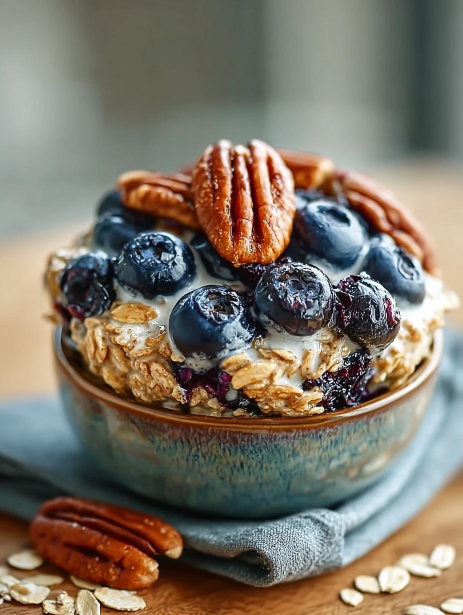 Close-up van een Blueberry Coconut Pecan Ontbijt koekje met zichtbare bosbessen, kokos en pecannoten