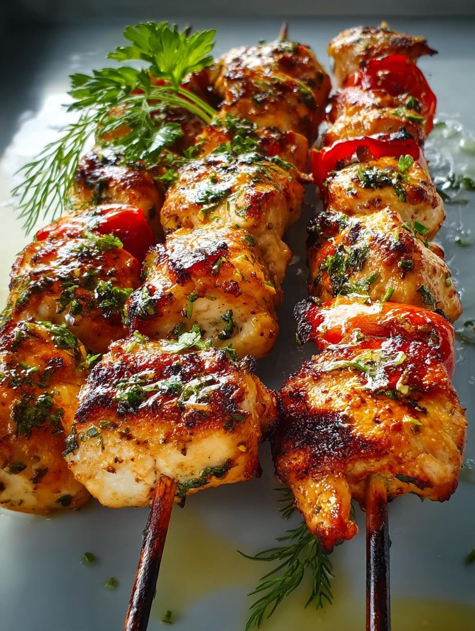 Heerlijke malse Kipspiesjes Oven met yoghurtmarinade en verse kruiden, klaar om te bakken