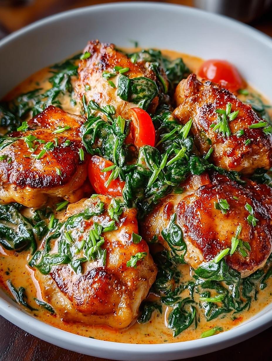 Verrukkelijke Chicken Thighs with Creamy in 7 stappen - Romige kippendijen met tomatensaus en basilicum, klaar om te serveren
