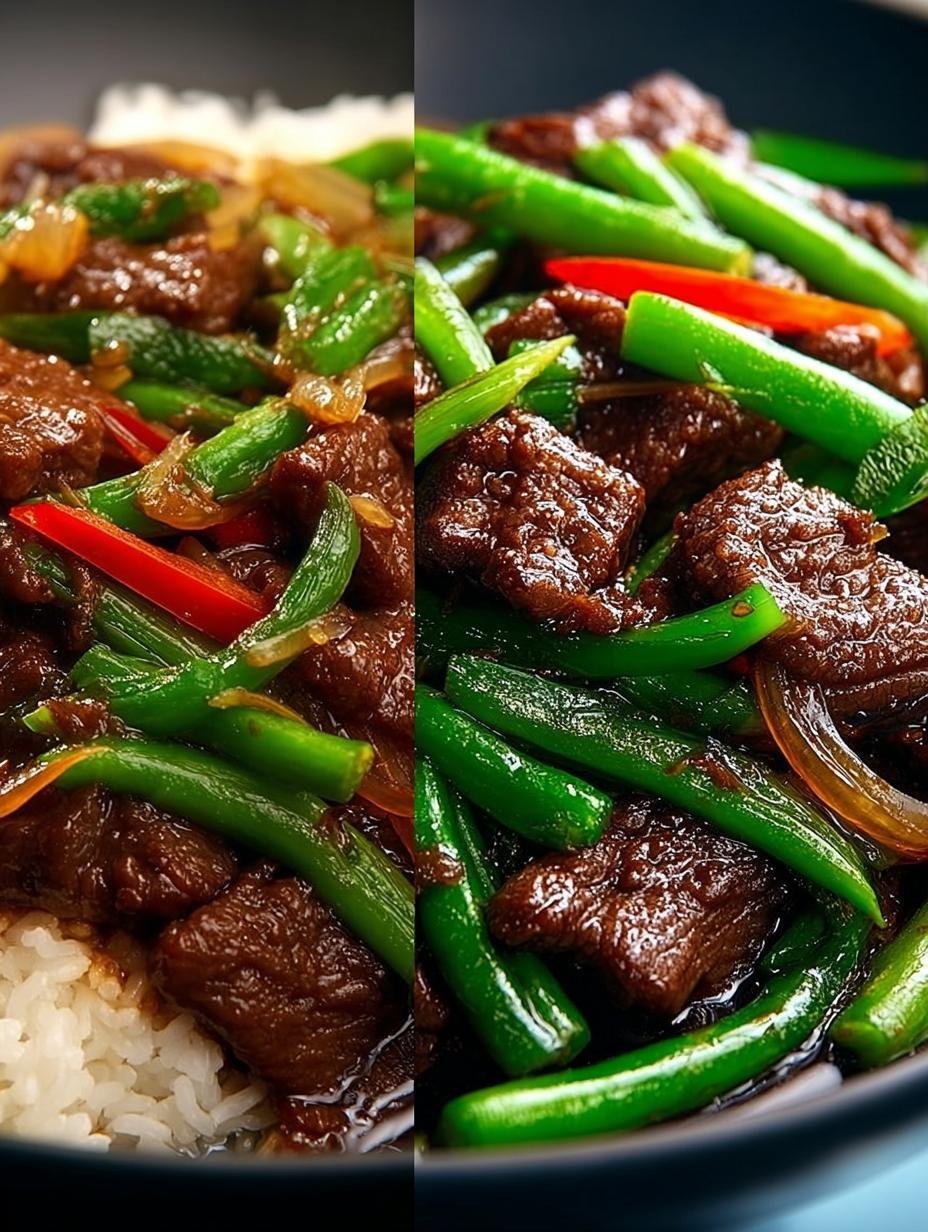 Heerlijk Chinees Rundvlees Met Uien geserveerd met rijst en lente-ui, een gezond Aziatisch gerecht