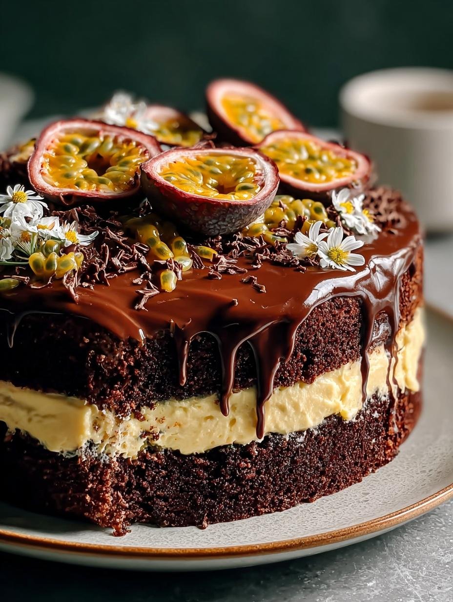 Onthulling: 1 zalige Chocolade Passievrucht Laagjescake - Chocolate Passionfruit Layer Cake - main visual representation