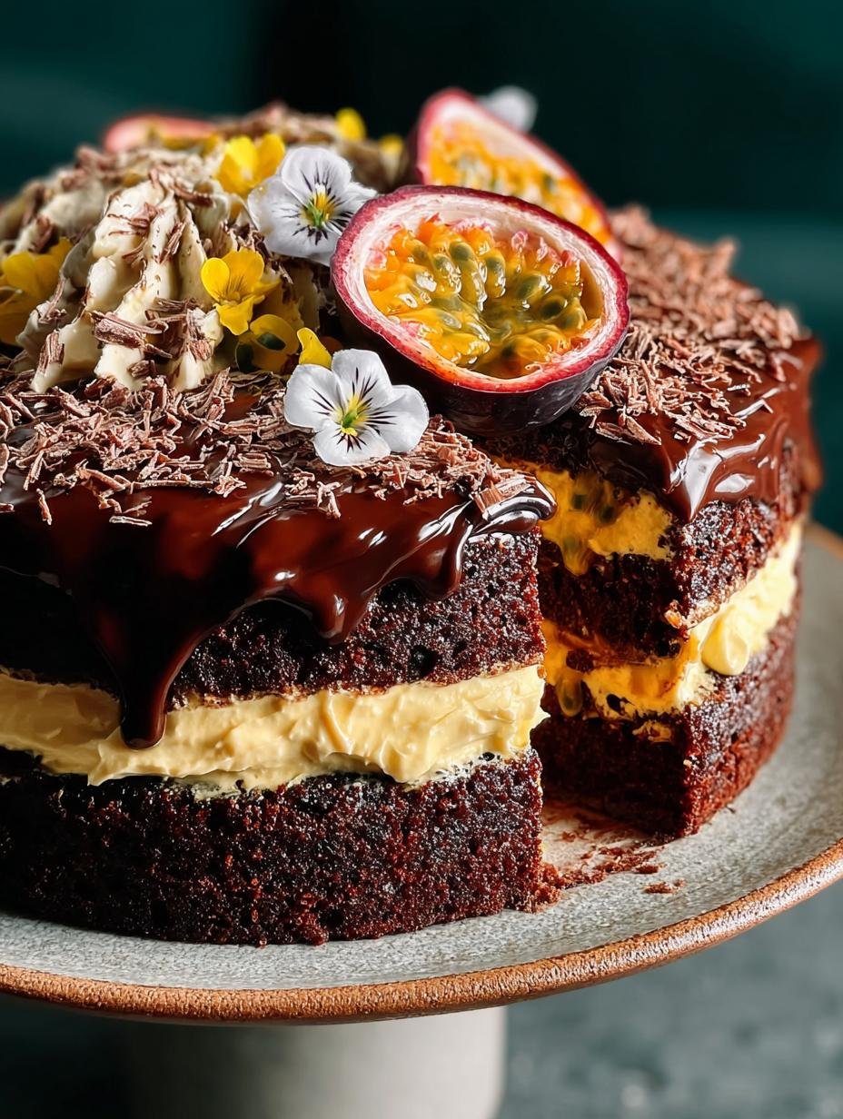 Onthulling: 1 zalige Chocolade Passievrucht Laagjescake - Chocolate Passionfruit Layer Cake - additional detail