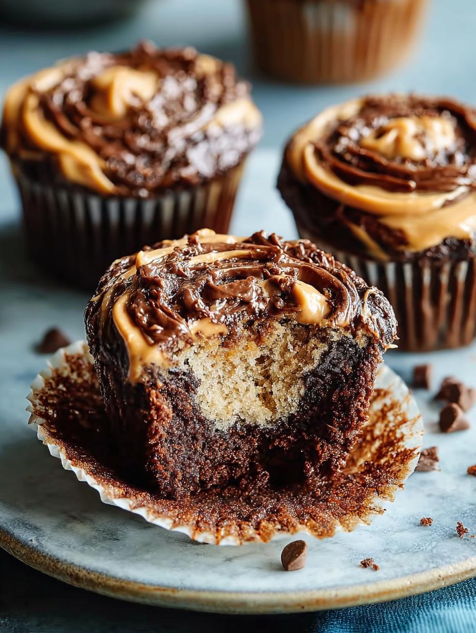 Goddelijke Chocolade Pindakaas Swirl voor 1 Traktatie - Chocolate Peanut Butter Swirl - additional detail