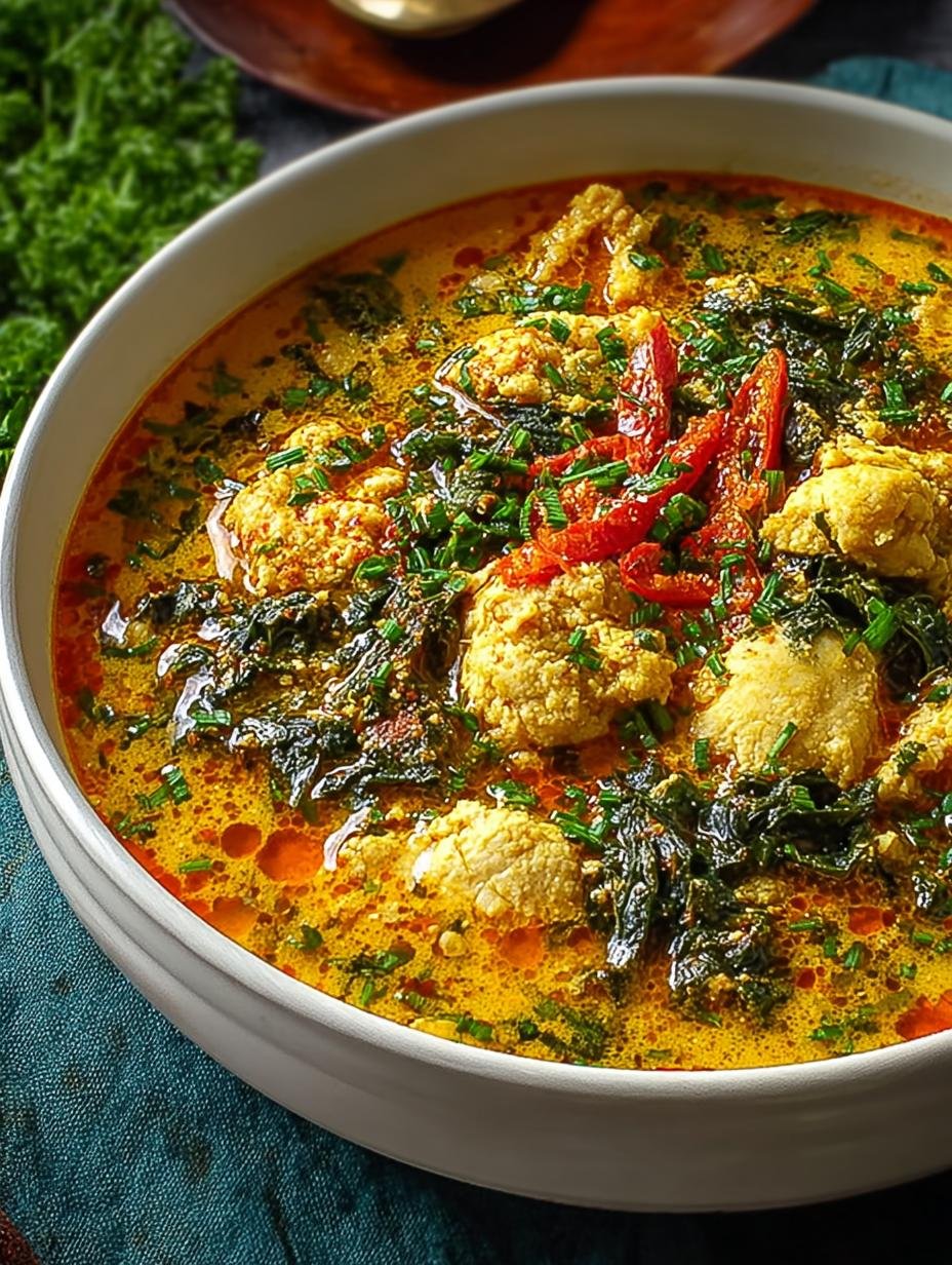 Heerlijke Egusi Soep met fufu geserveerd in een traditionele kom, klaar om van te genieten