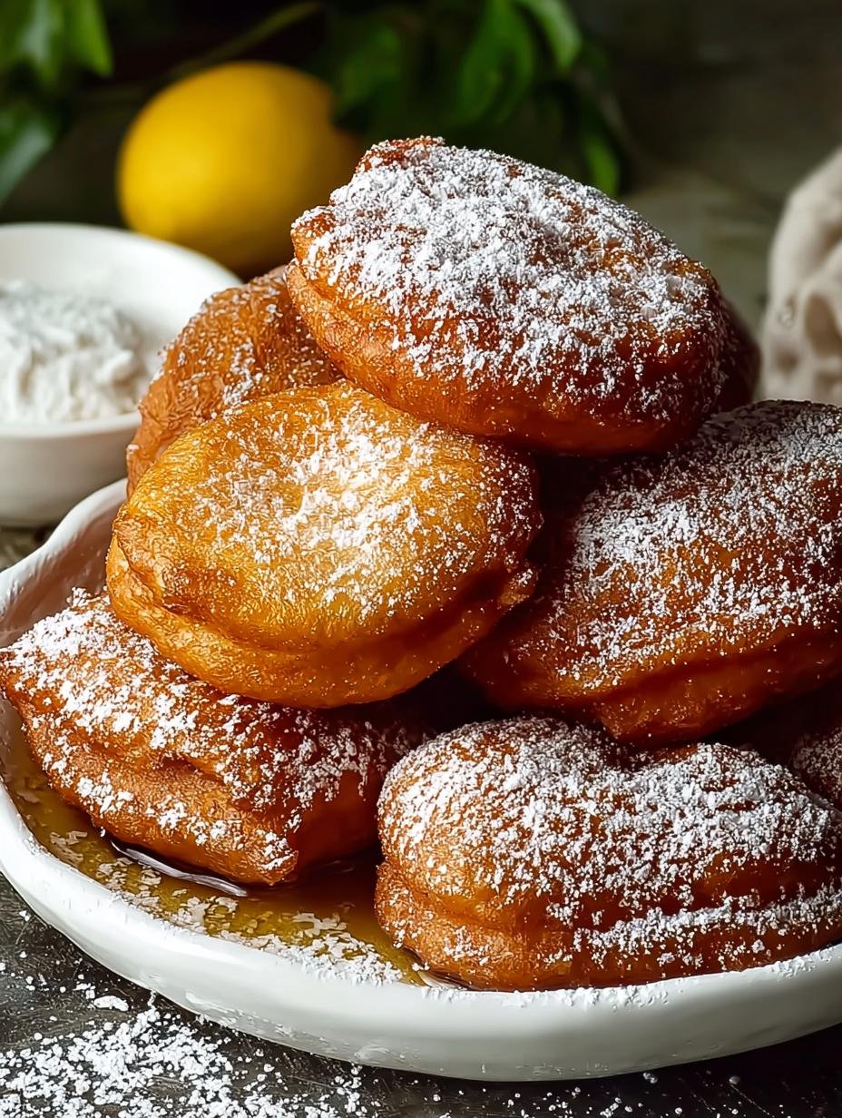 Close-up van vers gefrituurde Haitian Beignets, rijkelijk bestrooid met poedersuiker