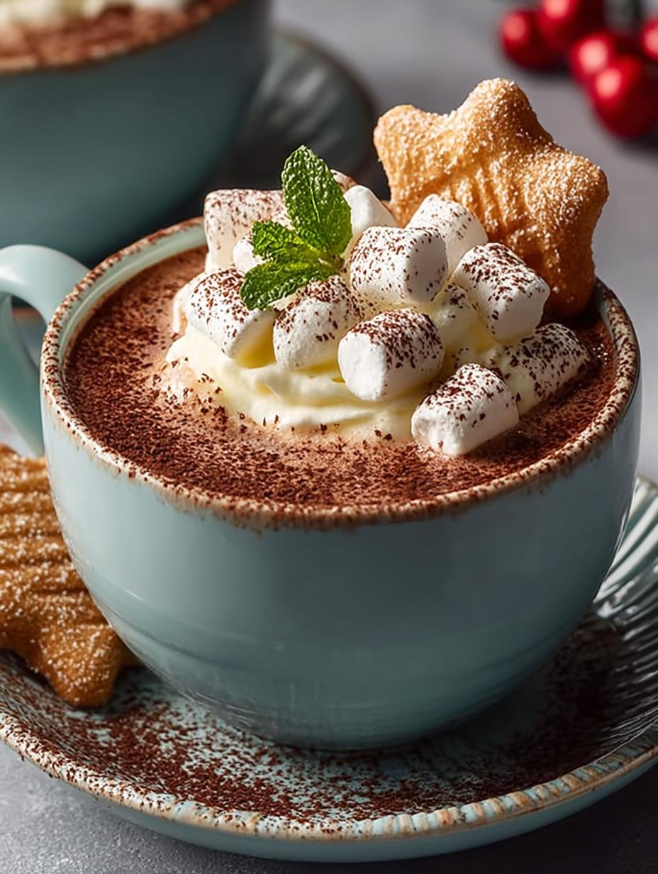 Hot Cocoa Fluff: Hemelse Traktatie in 10 Min. - Romige Hot Cocoa Fluff in een kom, gegarneerd met slagroom en marshmallows, klaar om te dippen