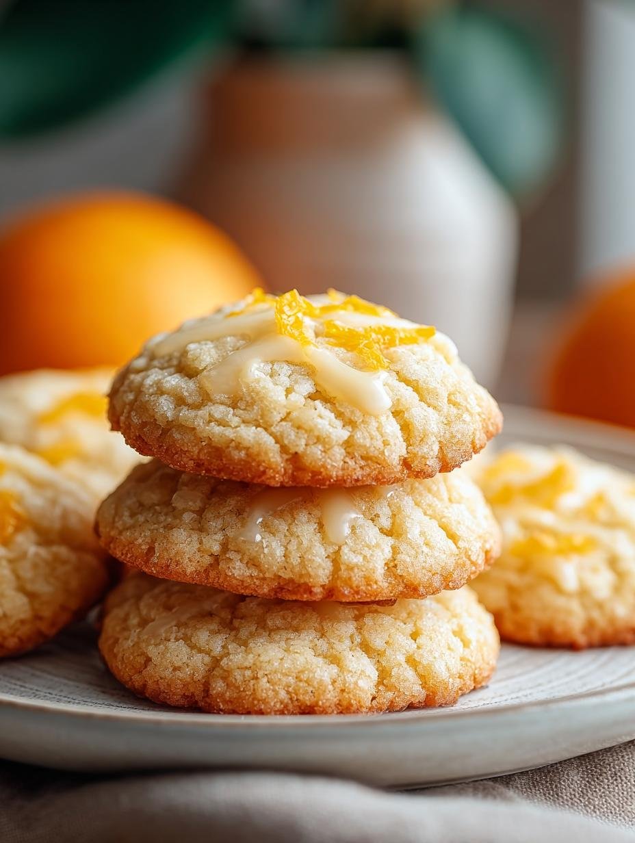 Stapel van perfect gebakken Keto Orange Creamsicle Kekse met een romige textuur en sinaasappelzeste