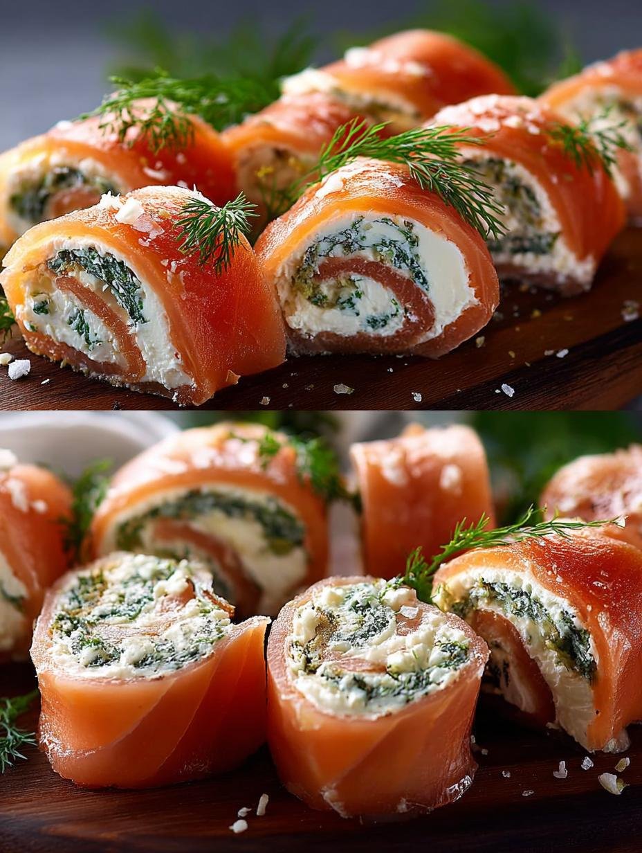 Heerlijke Lachs Frischkase Rollchen Schnelle, vers bereid en klaar om te serveren, met verse dille en komkommer