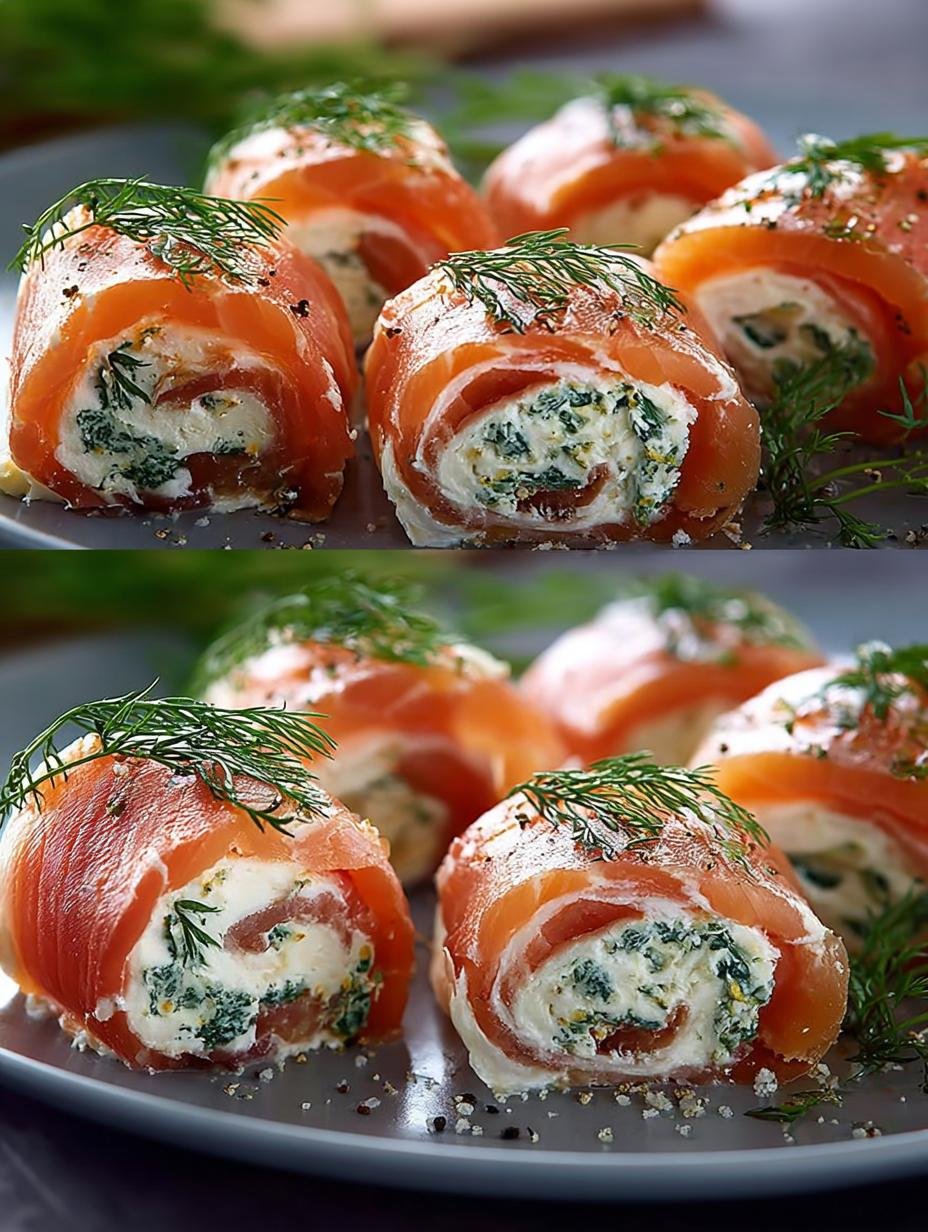 Close-up van Lachs Frischkase Rollchen Schnelle, perfect gesneden en gepresenteerd, met zichtbare lagen van zalm en roomkaas