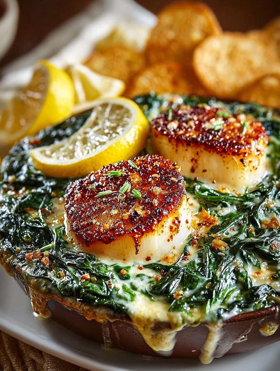 Lemon Roasted Garlic Spinach: 1 Krachtige Dip Sensatie - Heerlijke romige Lemon Roasted Garlic Spinach dip in een ovenschaal, klaar om te serveren.