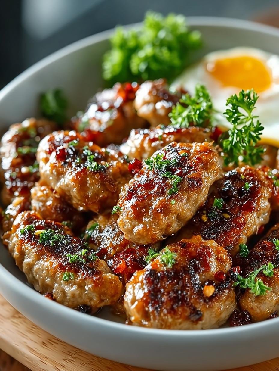 Fantastische Maple Chicken Breakfast Sausage in 12 min - Maple Chicken Breakfast Sausage - geserveerd met pannenkoeken en ahornsiroop