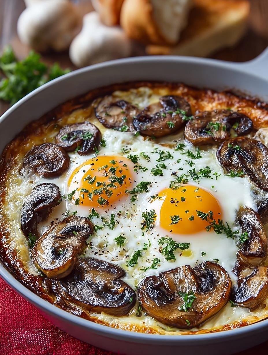 Mushroom Brie Baked Eggs