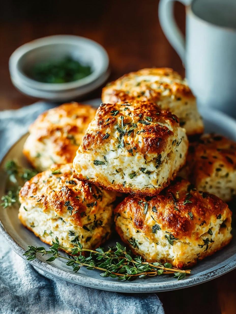 Heerlijke Ricotta Kruiden Hartige Scones vers uit de oven, goudbruin en klaar om te serveren