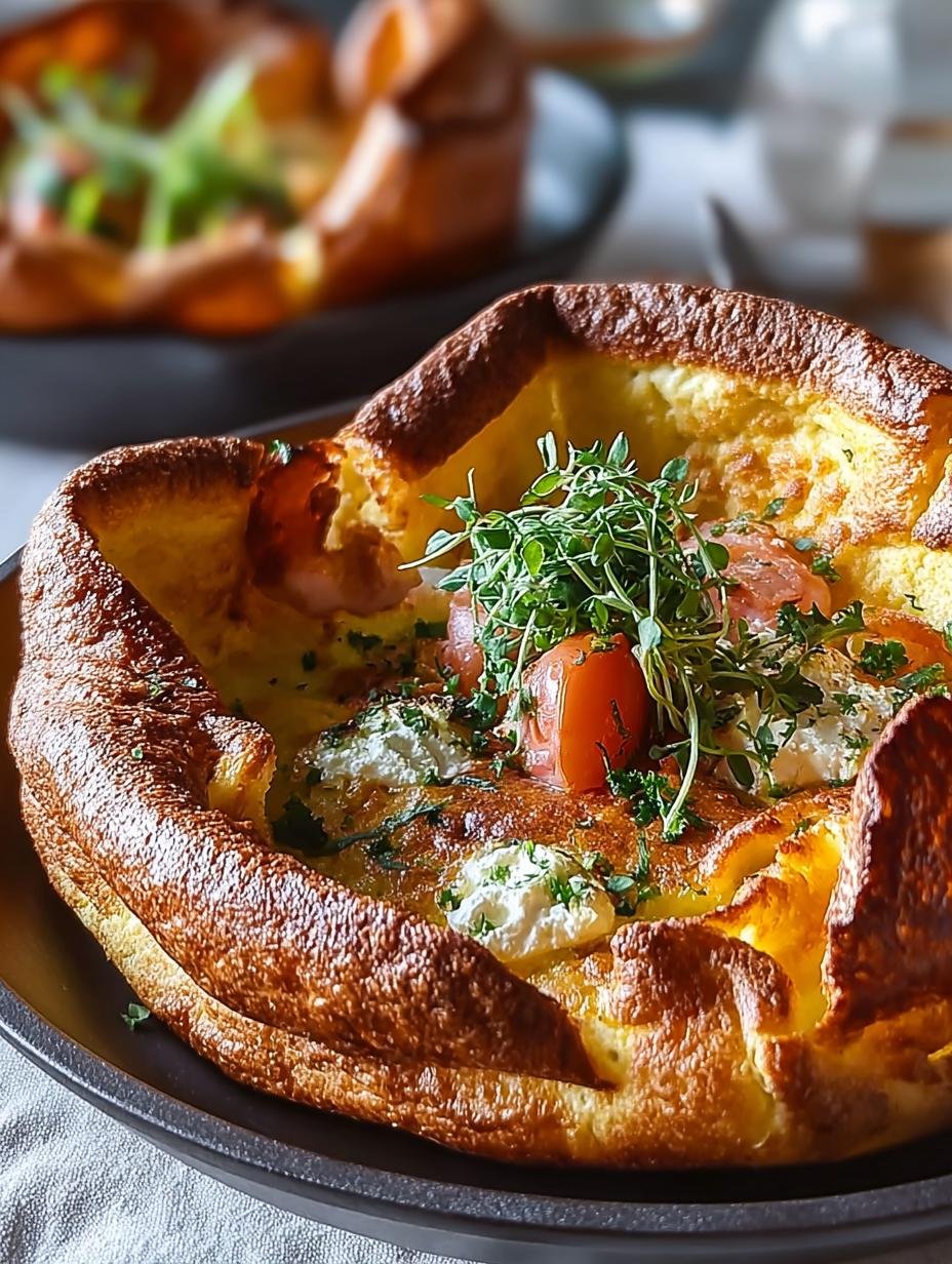 Onweerstaanbare Savory Dutch Babies German in 15 Min. - main visual representation van een heerlijke hartige Duitse ovenpannenkoek met kaas en kruiden