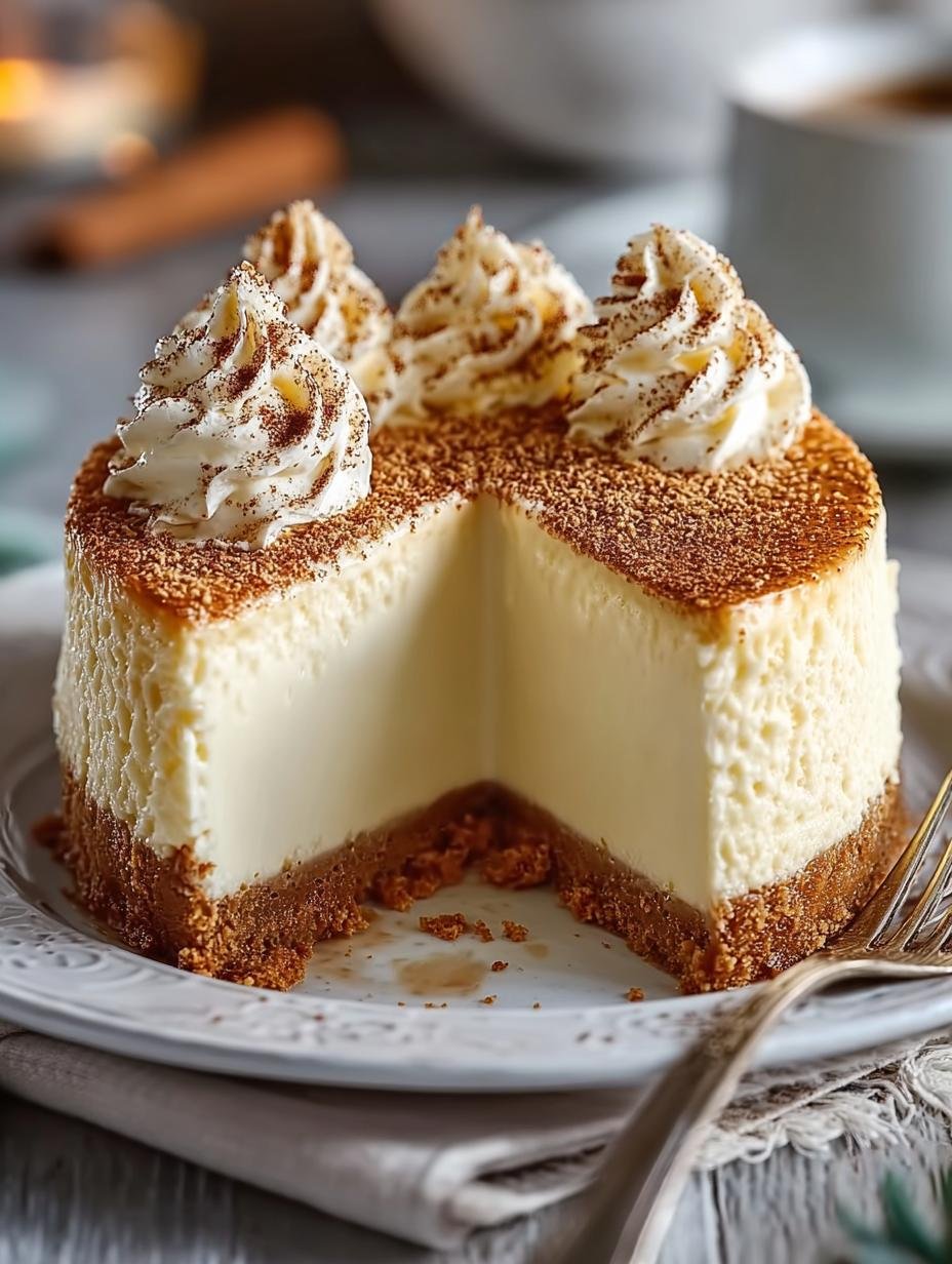 Perfecte Smooth Eggnog Cheesecake: 1 wonder recept - Smooth Eggnog Cheesecake - een prachtig gesneden stuk cheesecake met romige topping en nootmuskaat