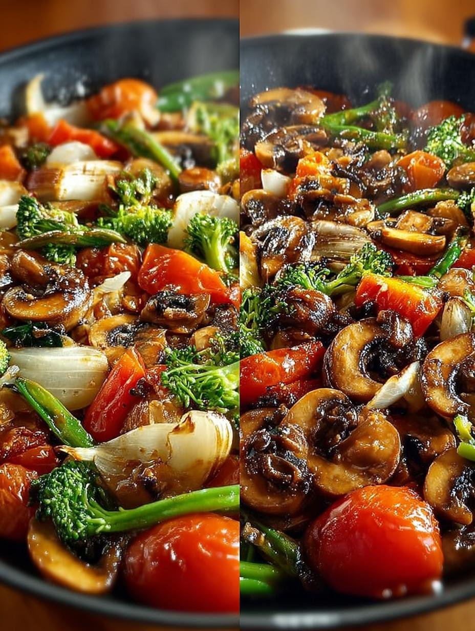 Close-up van de heerlijke Vegetarische Gemusepfanne Fur Die in een pan, met stoom die opstijgt