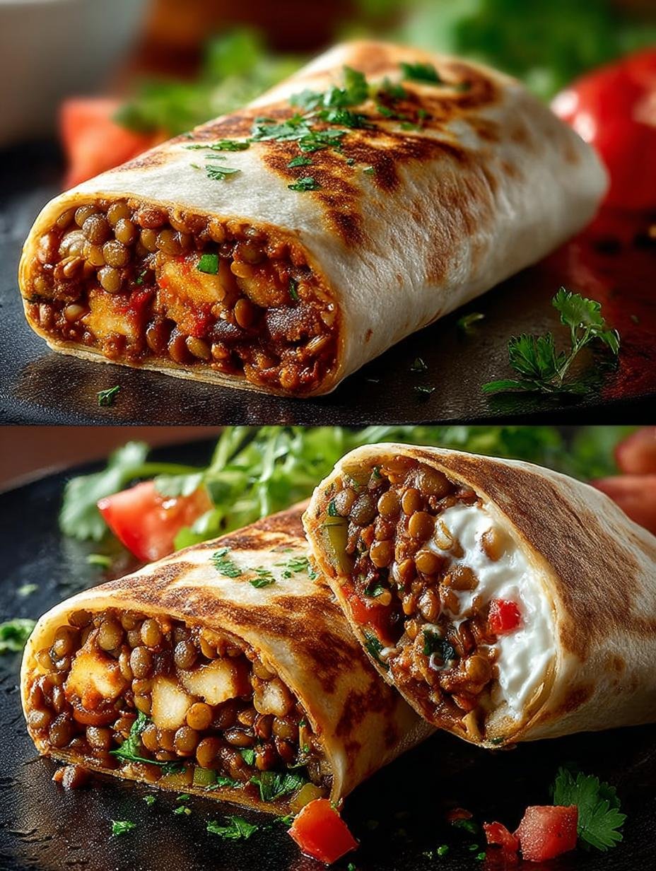 Vegetarische Linsen Walnuss Burritos
