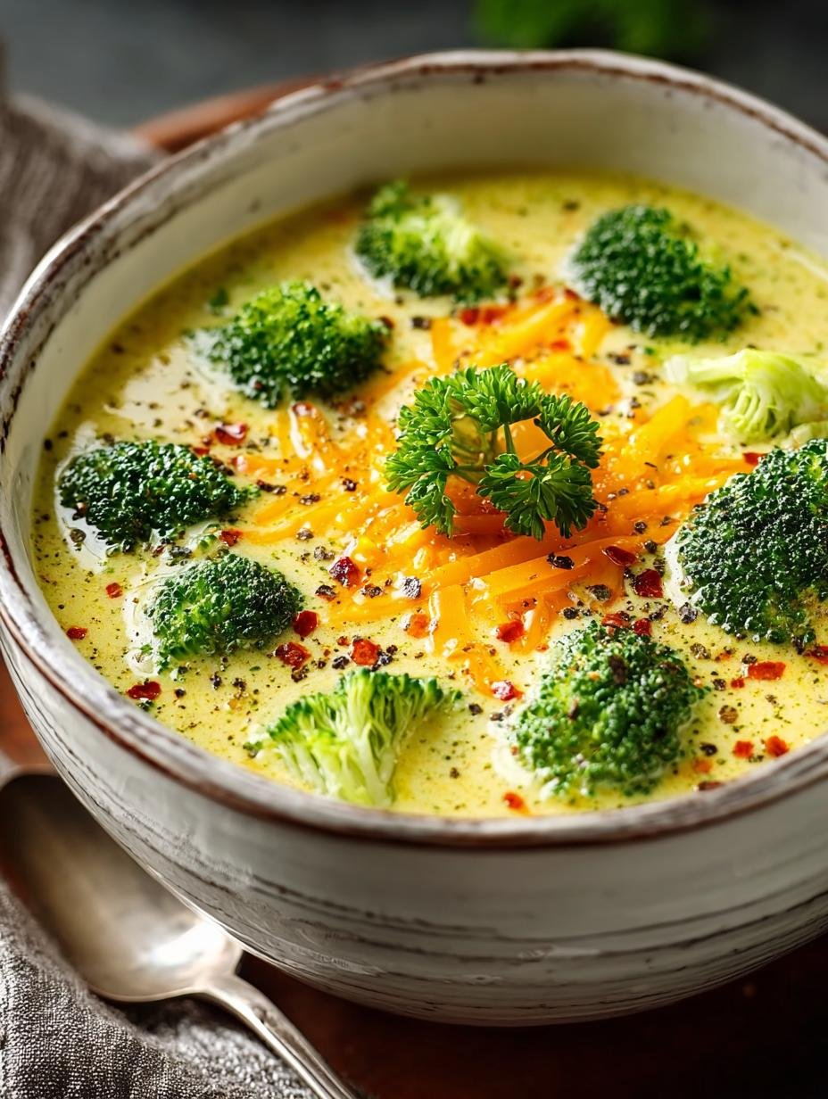 Ongekend lekkere Brokkoli Cheddar Suppe Keto in 1 minuut - Close-up van romige Brokkoli Cheddar Suppe Keto met verse bieslook