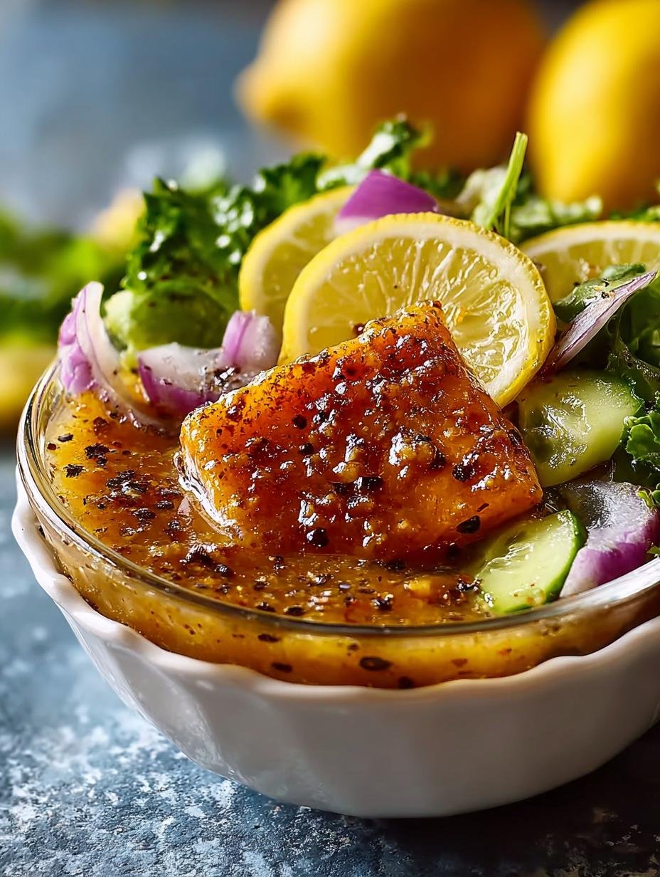 Verrukkelijke Gekarameliseerde Citroenvinaigrette met verse ingrediënten op een houten snijplank