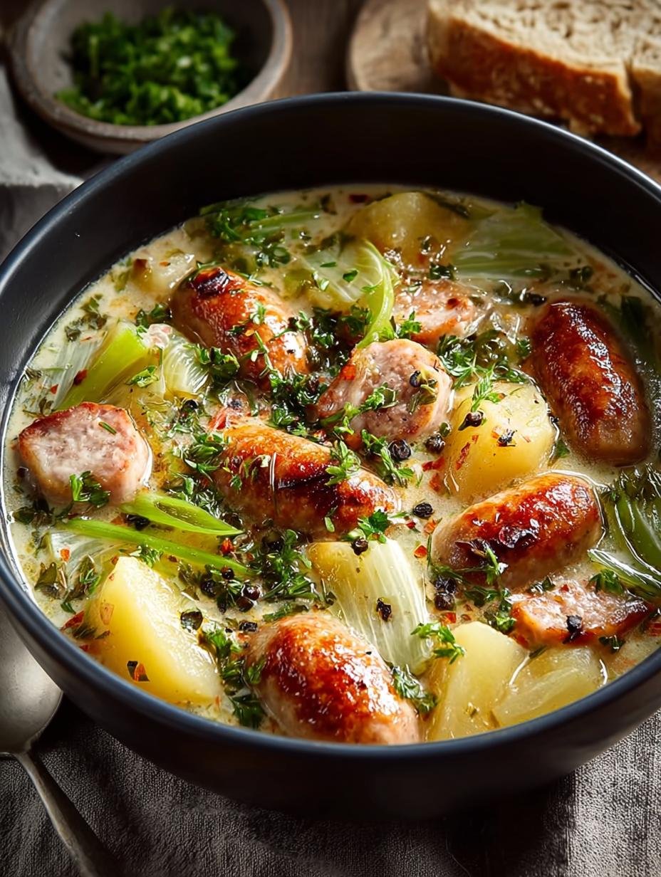Romige Prei Worst Stoofpot: Ultiem Comfort in 20 min - Creamy Leek Sausage Stew - main visual representation