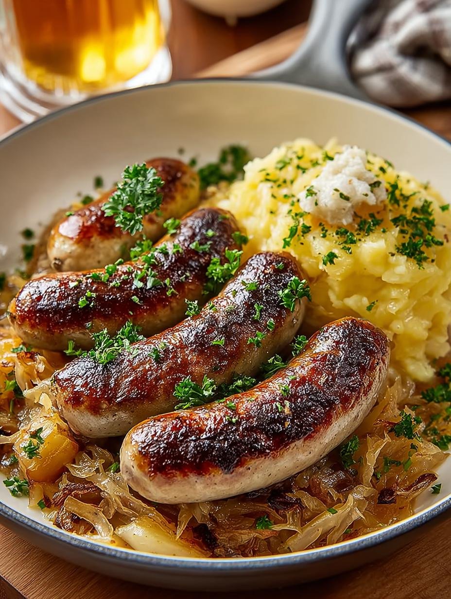 Deutsche Bratwurst Mit Sauerkraut