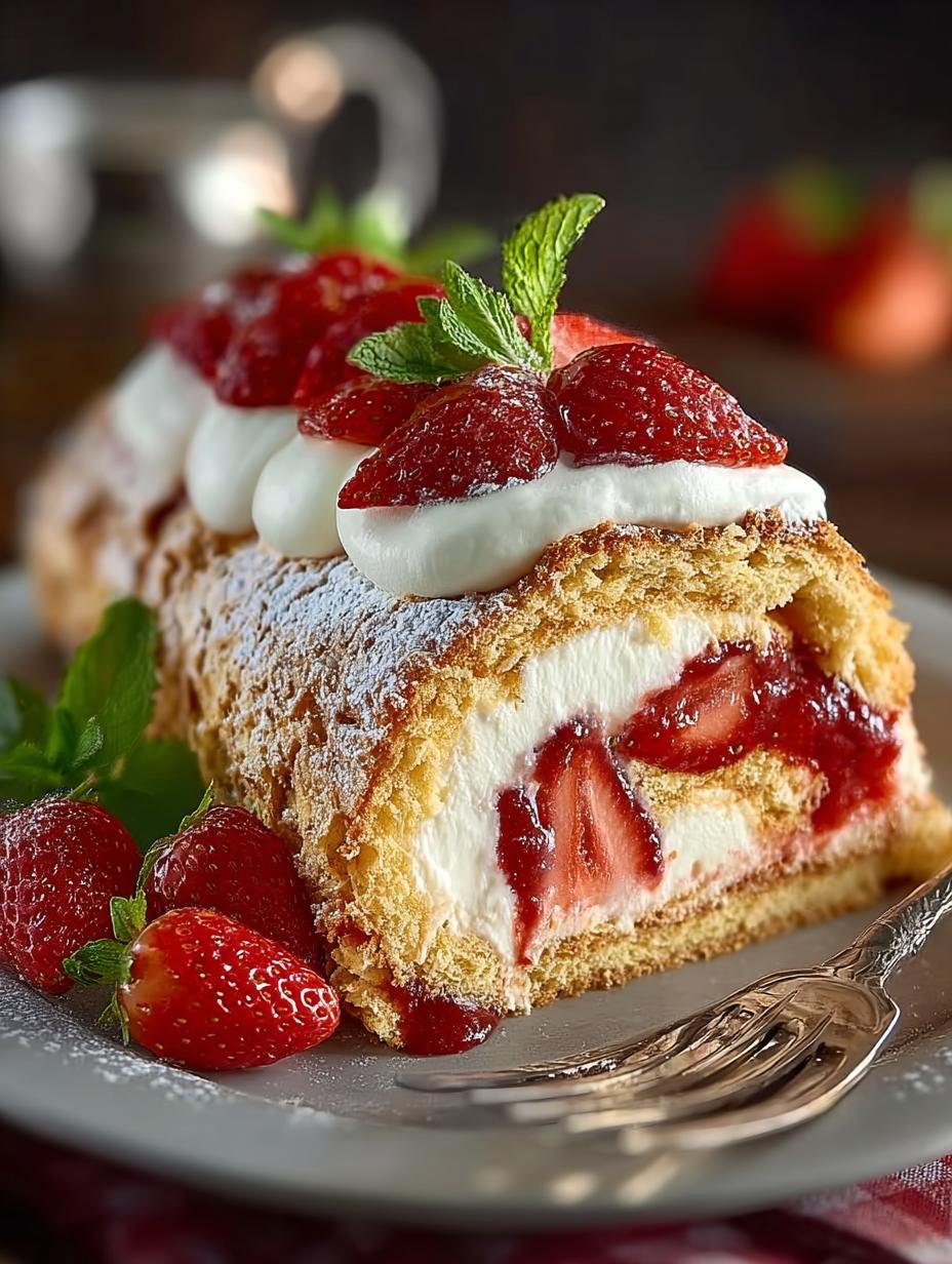 Verrukkelijke Erdbeer Kaese Sahne Torte: 10 Stappen - Erdbeer Kaese Sahne Torte - een prachtig gesneden punt van de taart met verse aardbeien en romige vulling