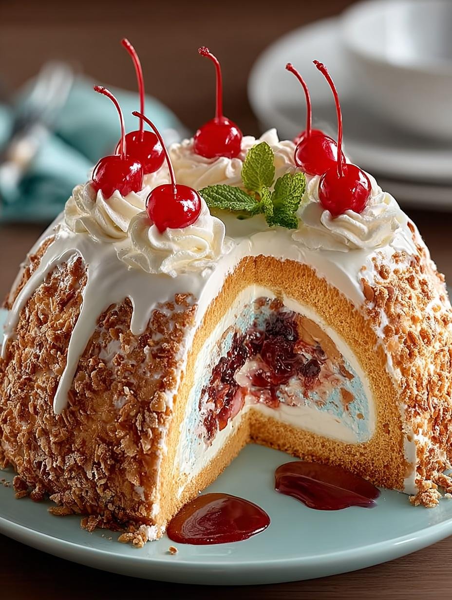 Prachtige Frankfurter Kranz Klassieker, een traditionele Duitse taart met romige botercrème en krokante amandelkrokantje, klaar om te serveren.