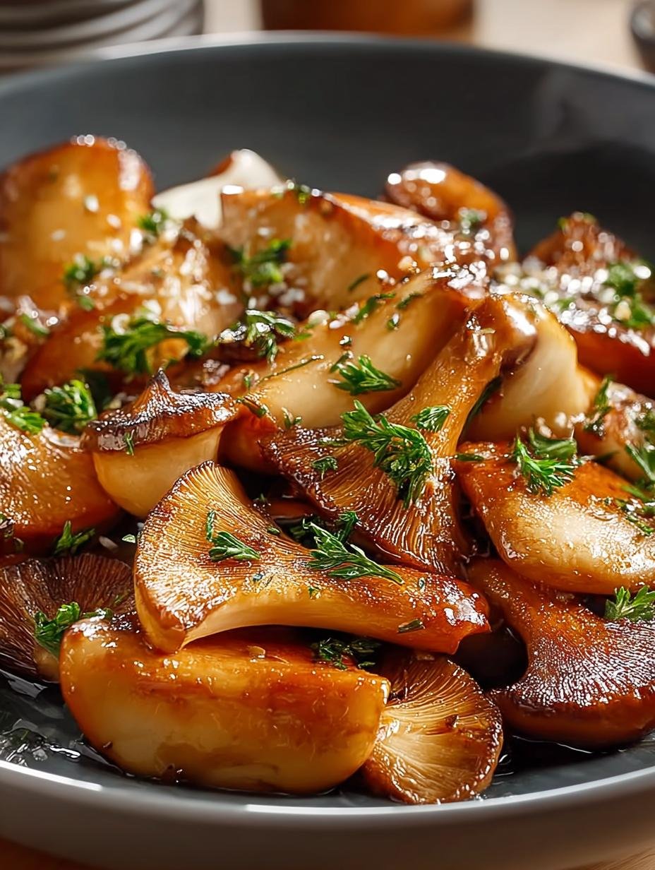 Close-up van Kraeuterseitlinge Braten Ein Aromatischer in een pan, perfect goudbruin gebakken