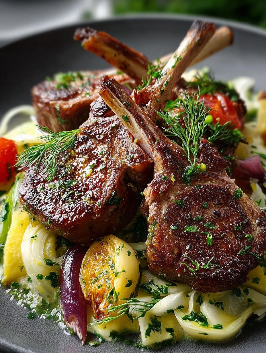 Lamskoteletten met Venkel: 4 Geheime Tips voor Ultiem Genot - Close-up van perfect gegaarde lamskoteletten met venkel