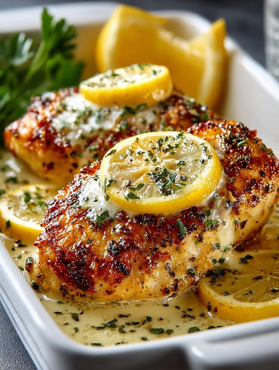 Heerlijke Lemon Chicken Romano met gesmolten mozzarella en verse peterselie, klaar om te serveren