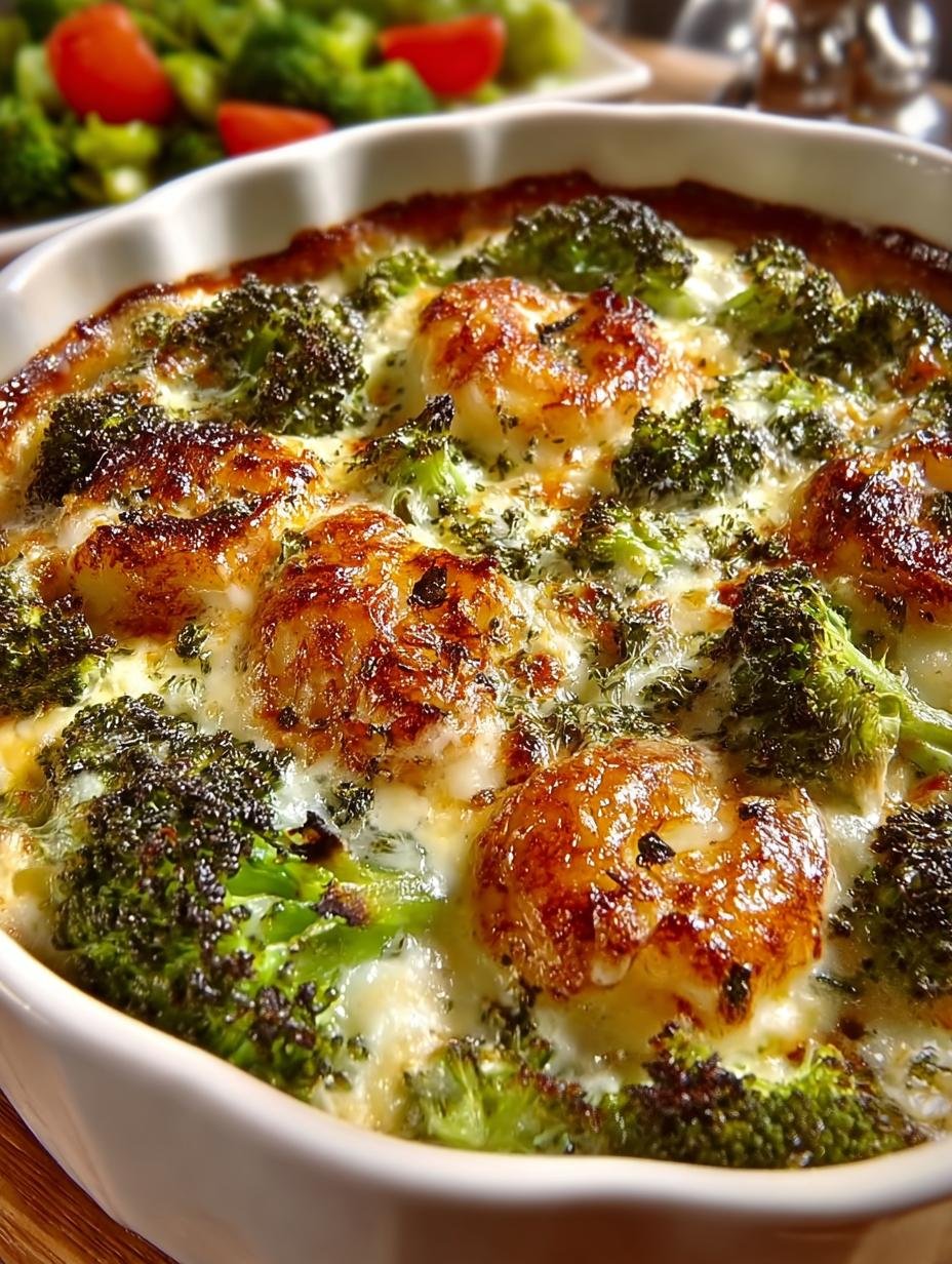 Close-up van een portie Low Carb Brokkoli Kaas met gesmolten kaas en perfect gegaarde broccoli