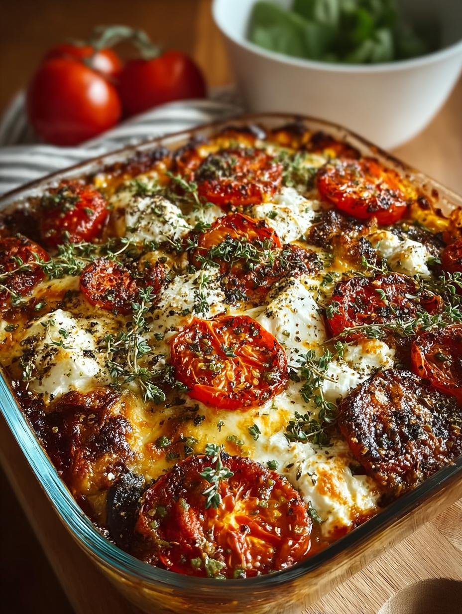 Heerlijke Ofen Ratatouille Met Feta, vers uit de oven, met perfect geroosterde groenten en gesmolten feta