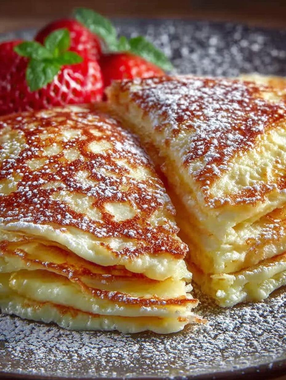 Heerlijke Pfannkuchen Wie Von Oma versgebakken en gestapeld op een bord