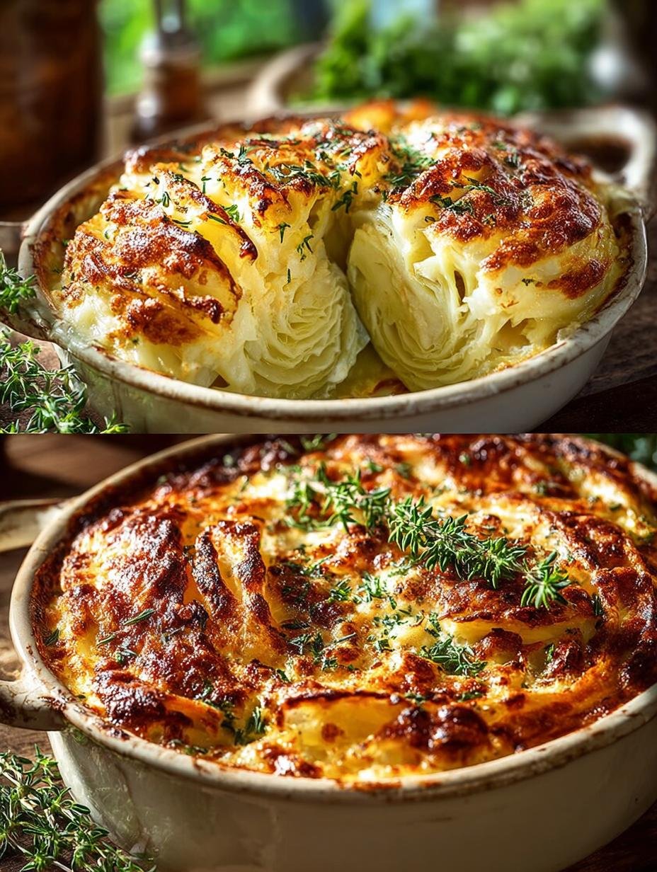 Close-up van een portie Spitzkohl Rezepte Hackfleisch Auflauf met goudbruine korst, geserveerd op een bord