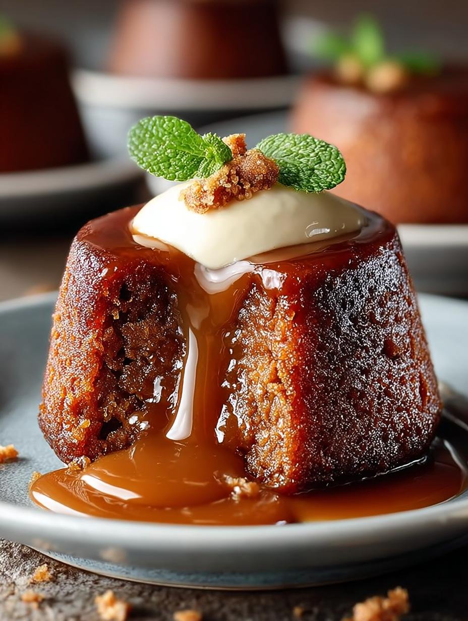 Verrukkelijke Sticky Toffee Pudding met karamelsaus en vanille-ijs, klaar om van te genieten