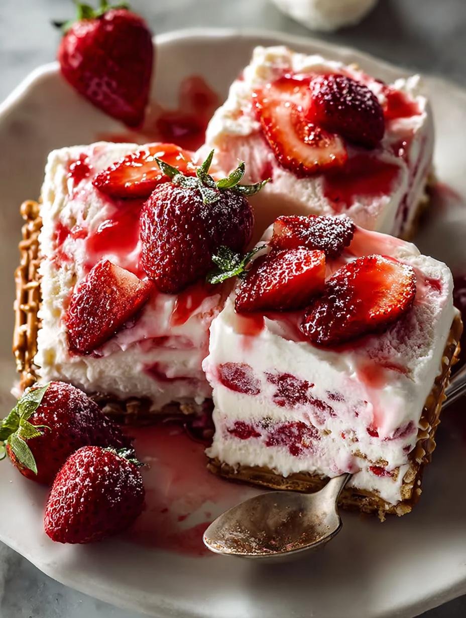 Betoverend Strawberry Pretzel Ice Cream in 1 uur - Romig Strawberry Pretzel Ice Cream met verse aardbeien en knapperige pretzelkorst