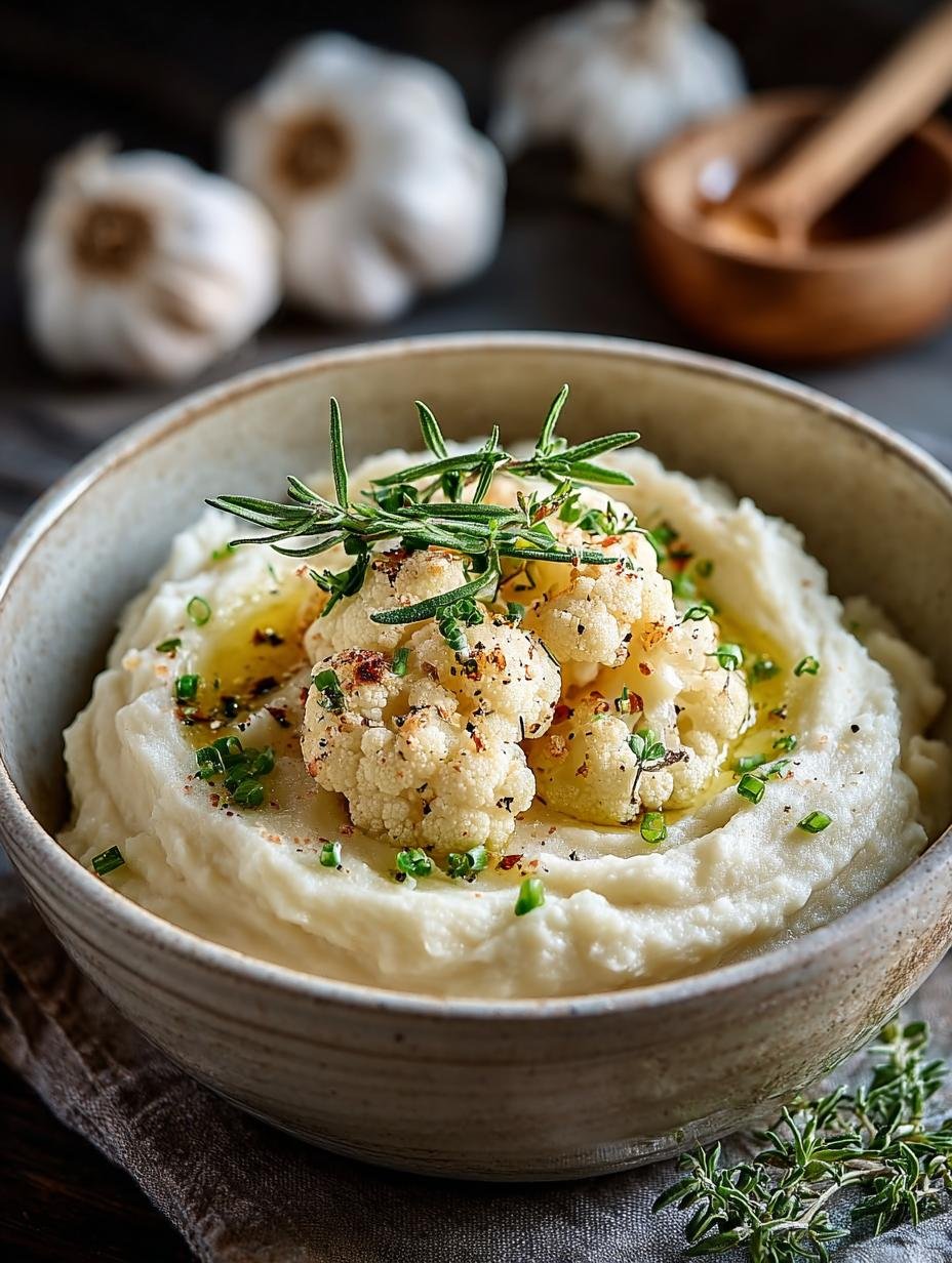 Close-up van romige Trüffel Bloemkool Puree Met, perfect als koolhydraatarm bijgerecht