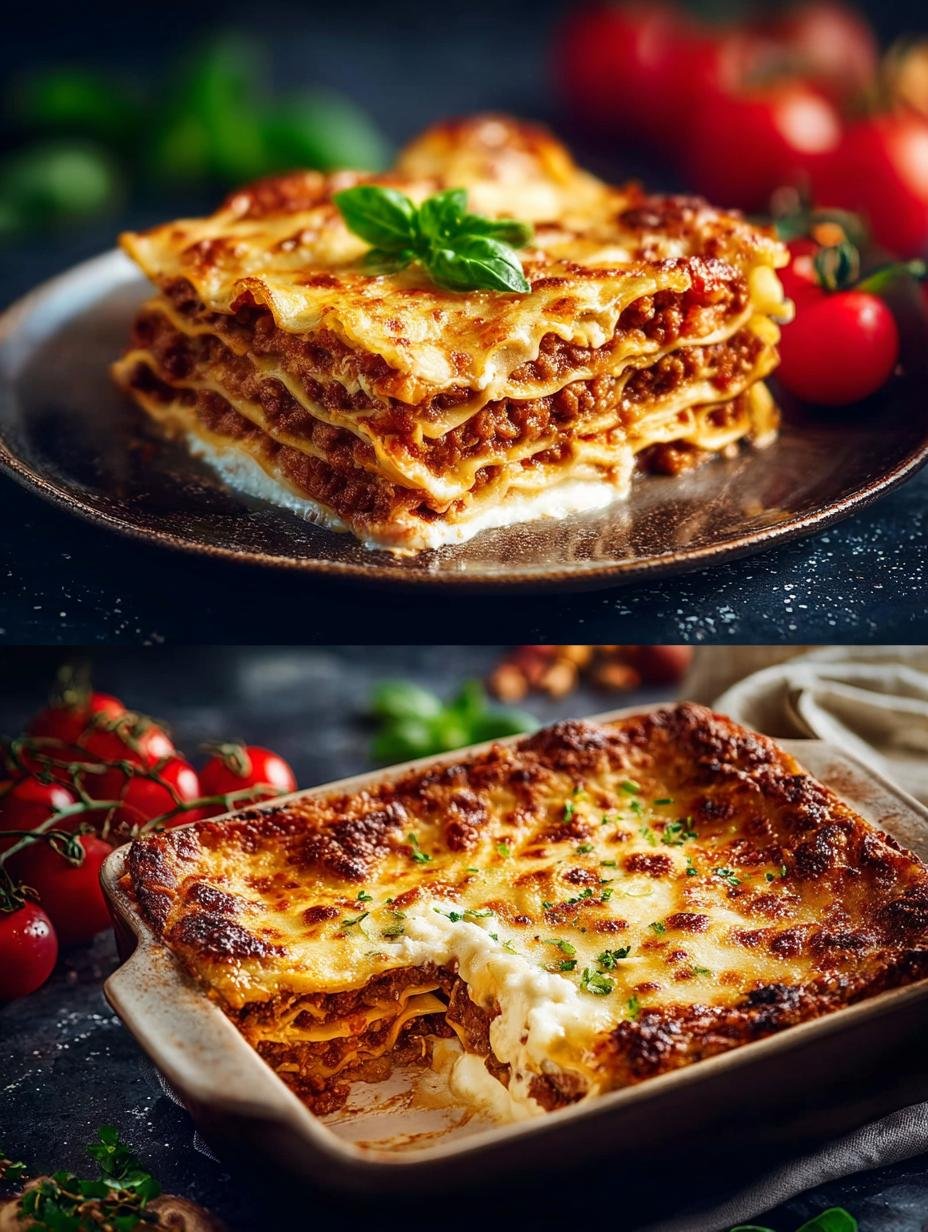 Heerlijke Vegane Lasagne Bolognese Mit Linzen, rijk gevuld en goudbruin gebakken