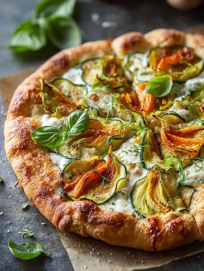 Zucchini Flower Pizza with