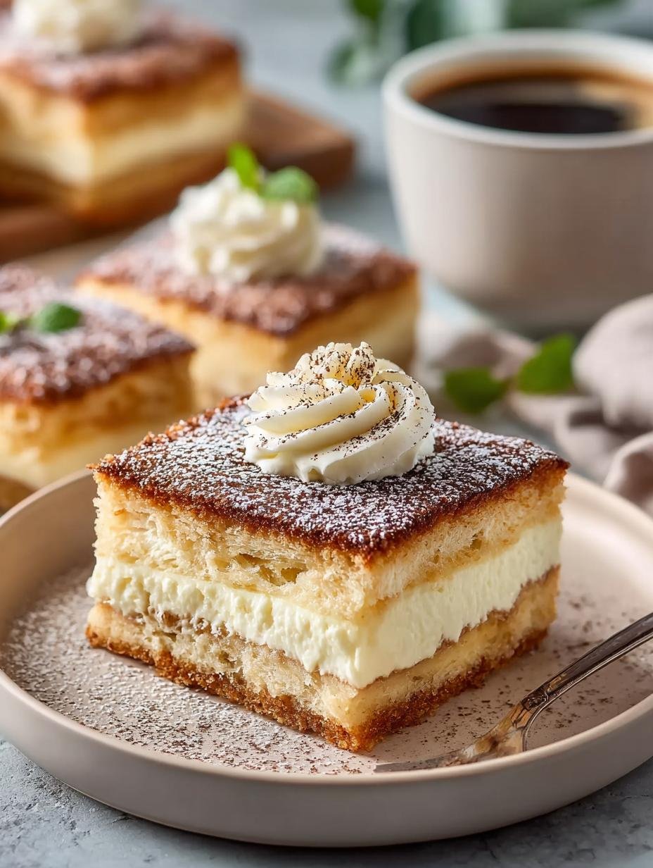 Een close-up van een perfect gebakken Blitzschneller Rahmkuchen Vom Blech, met een goudbruine korst en romige topping.