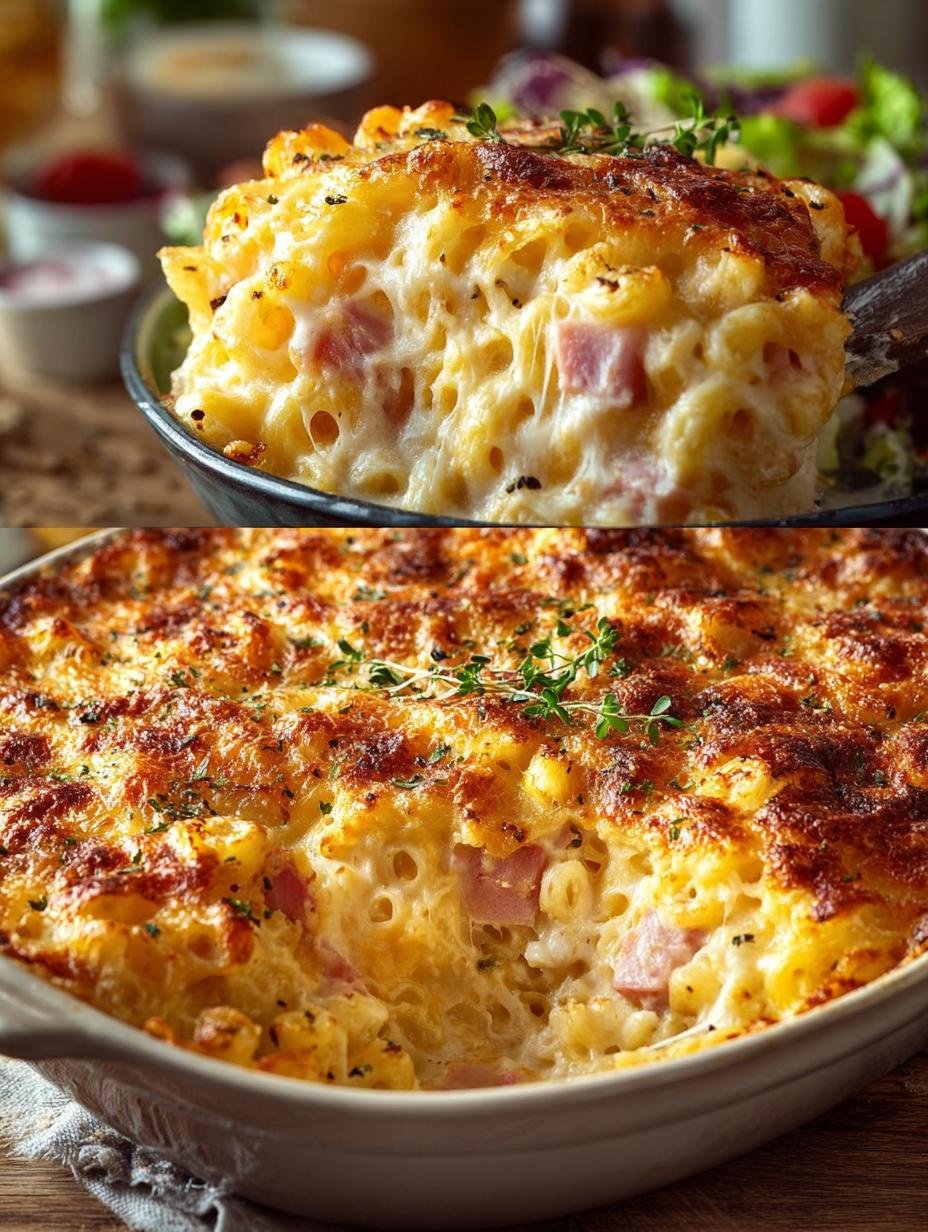 Cremiger Nudelauflauf Mit Schinken