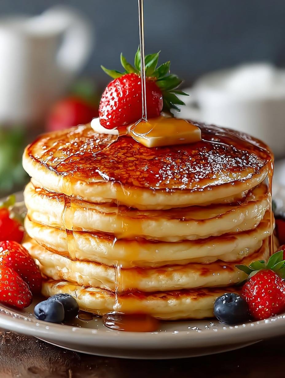 Egg Pancakes Just: 10 Min. Luchtig Wonder! - Egg Pancakes Just - stapel perfect gebakken eierpannenkoeken met siroop en fruit