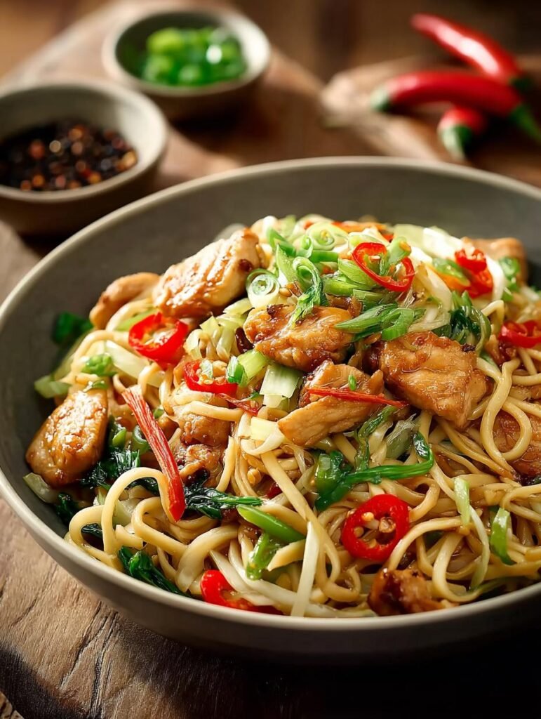 Gebratene Nudeln Mit Haehnchen