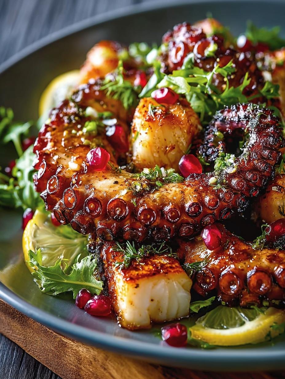 Heerlijk malse gegrilde octopus met citroen en verse kruiden, perfect gegaard op de grill