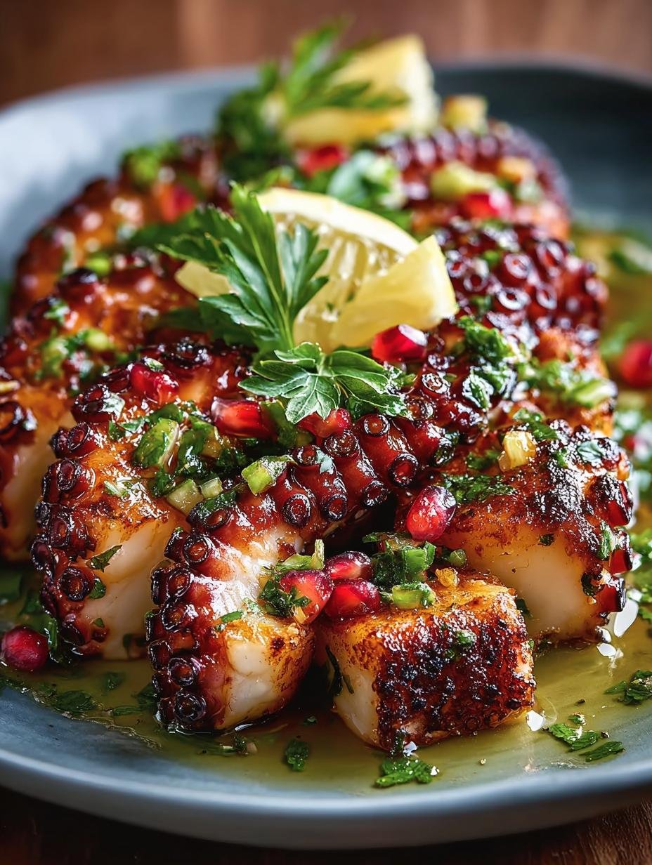 Close-up van perfect gegrilde octopus tentakels, goudbruin en mals, geserveerd met verse kruiden