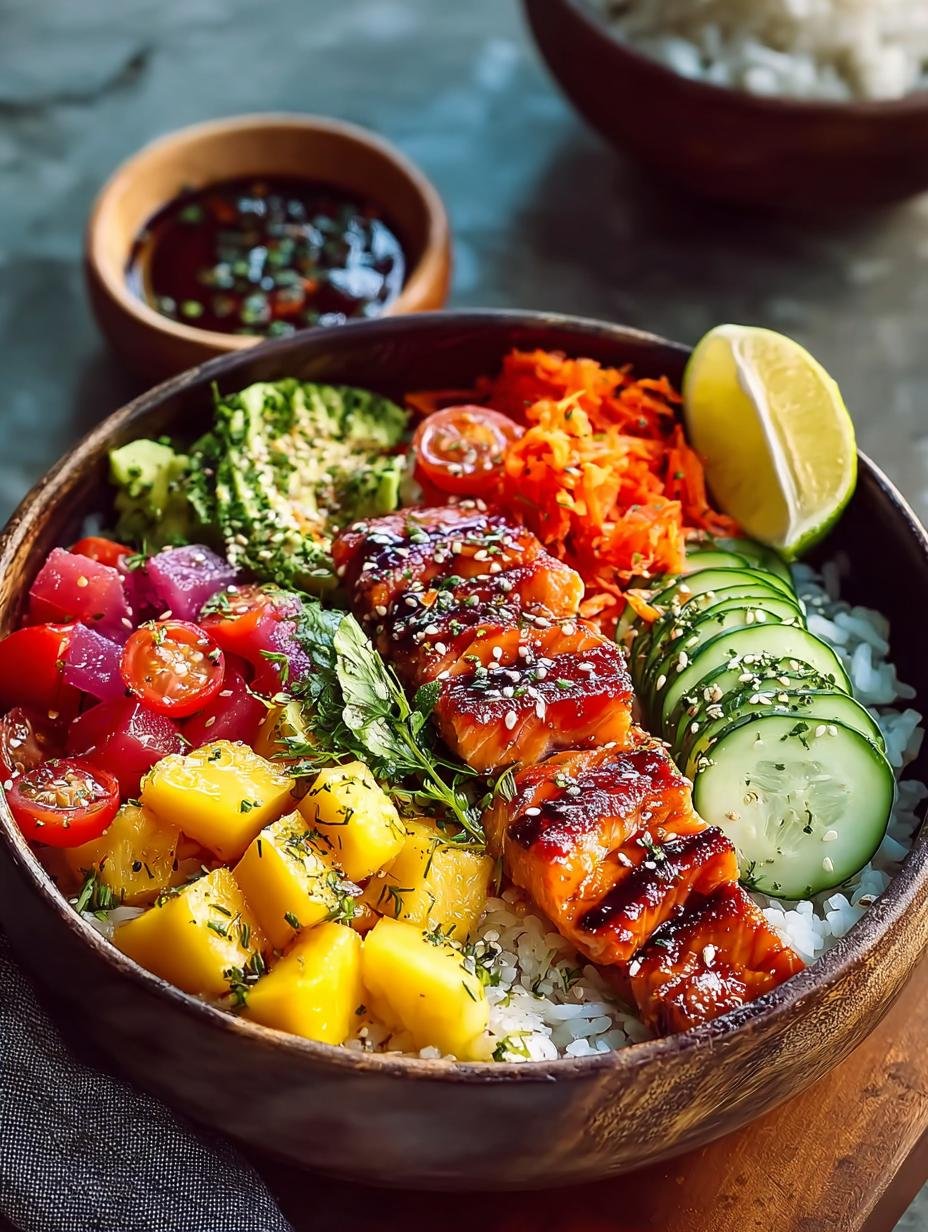 Hawaiian Bowls: 50 Min. Wonderlijke Smaakexplosie! - Hawaiian Bowls - close-up van gegrilde ananas en kip