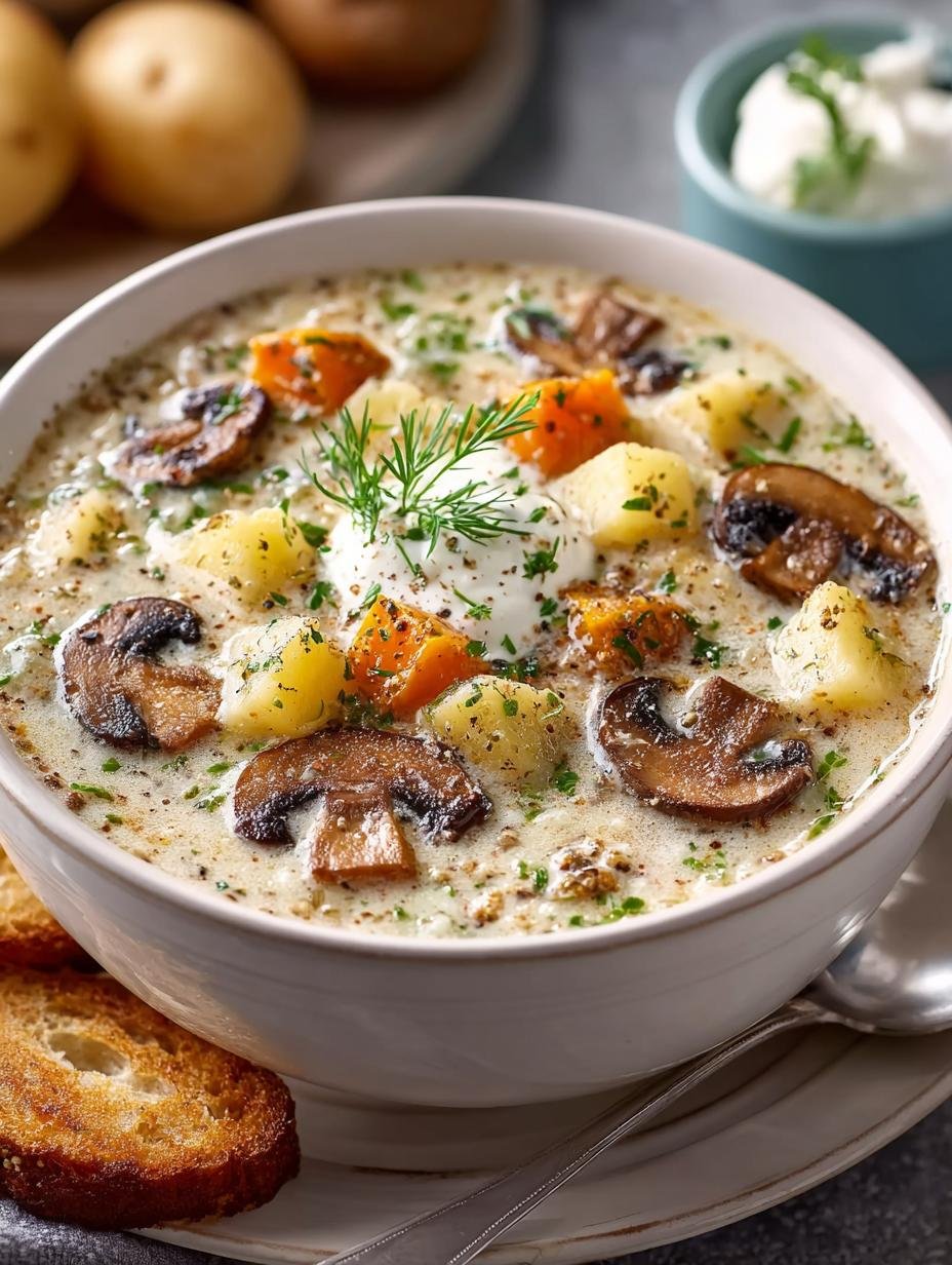 Herzhafte Pilz Kartoffelsuppe Ein