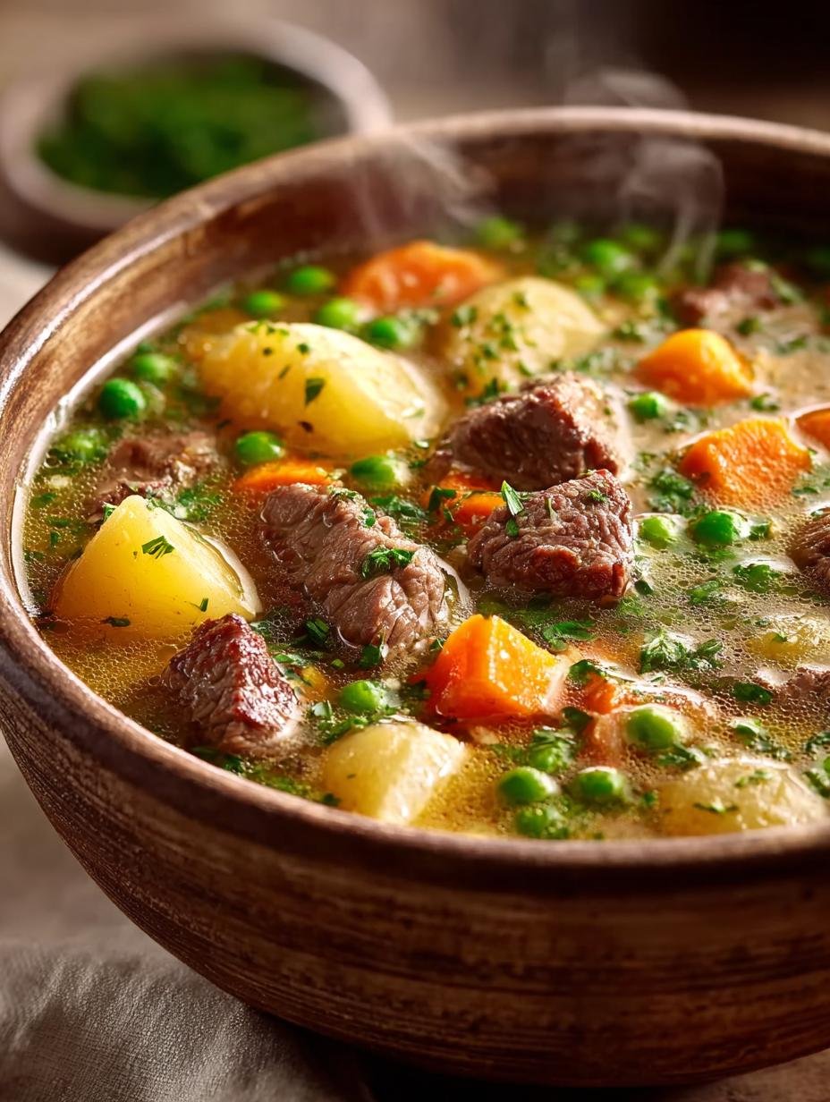 Herzhafte Rindfleisch Gemuesesuppe Waermendes